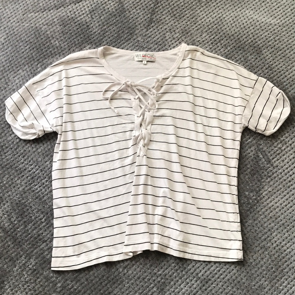 WILDFOX women's Maxwell Lace Up Shirt Top S